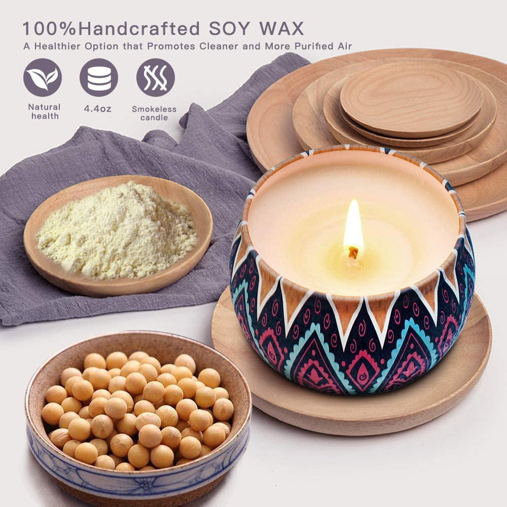 Scented Candles Gifts for Women - 4 Pack 4.4 Oz Aromatherapy Candles for Home Scented, Unique Friend Birthday Gifts for Women Stress Relief, Lavender Soy Wax Candle Set