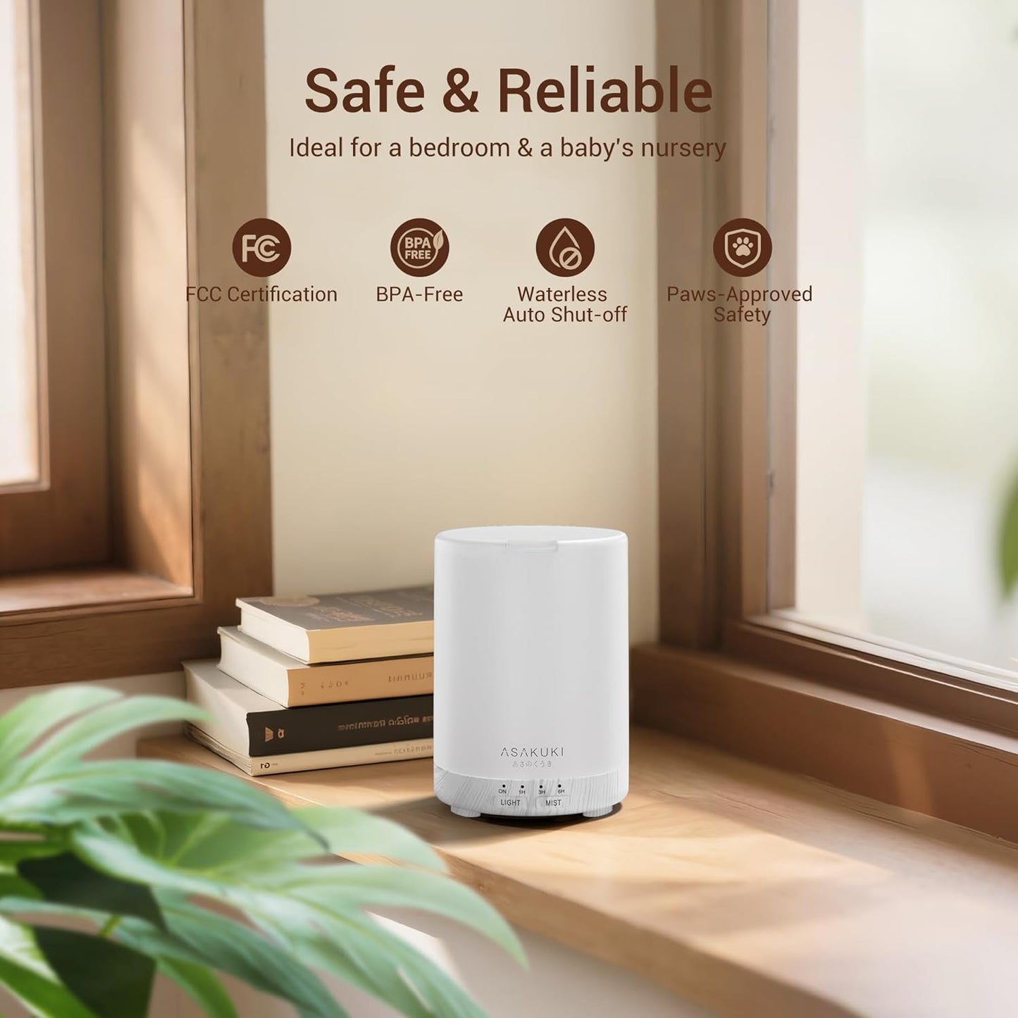 Essential Oil Diffuser for Home, 300 Ml Humidifier with Automatic Shut-Off, Quiet Aromatherapy Diffuser with 7 LED Lights for Living Room, Kitchen, Bedroom, Hotel, Gift for Mom - White Wood