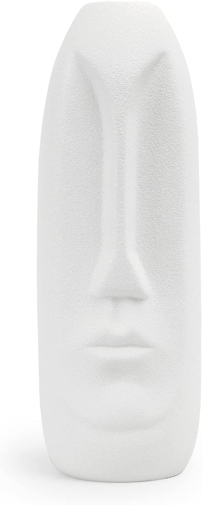 Samawi White Ceramic Vase for Flowers & Decor|8" Geometric/Modern Vase|Decorative Vase|Flower Vase for Living Room/Bedroom/Dining Table