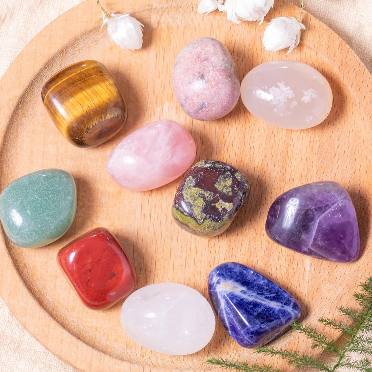7PCS Tumbled Crystals Stones Polished Rose Quartz for Wicca Reiki Chakra Healing Energy Balancing Beginners
