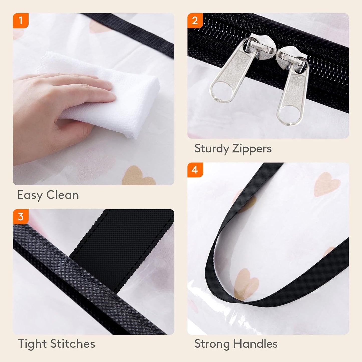 4 Pack Clear Clothes Storage Bags, 40L Plastic Blanket Storage Bag, Vinyl Foldable Moving Bags with Zipper, Closet Organizers and Storage Containers for Bedding, Duvet, Comforter