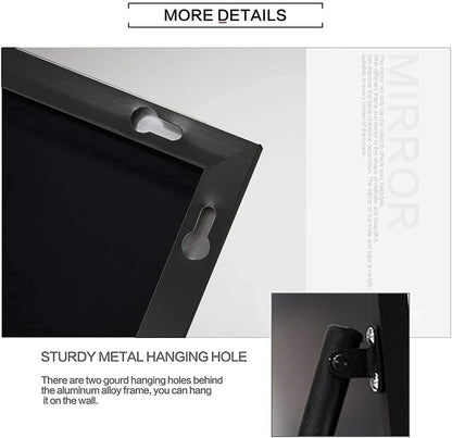 Full Length Mirror Dressing Mirror Standing or Wall Mounted Mirror Aluminum Alloy Frame Mirror for Living Room 65”X 22”(Black)