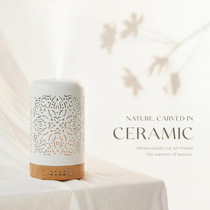 Essential Oil Diffuser White Ceramic Diffuser 100 Ml Timers Night Lights and Auto off Function Home Office Humidifier Aromatherapy Diffusers for Essential Oils