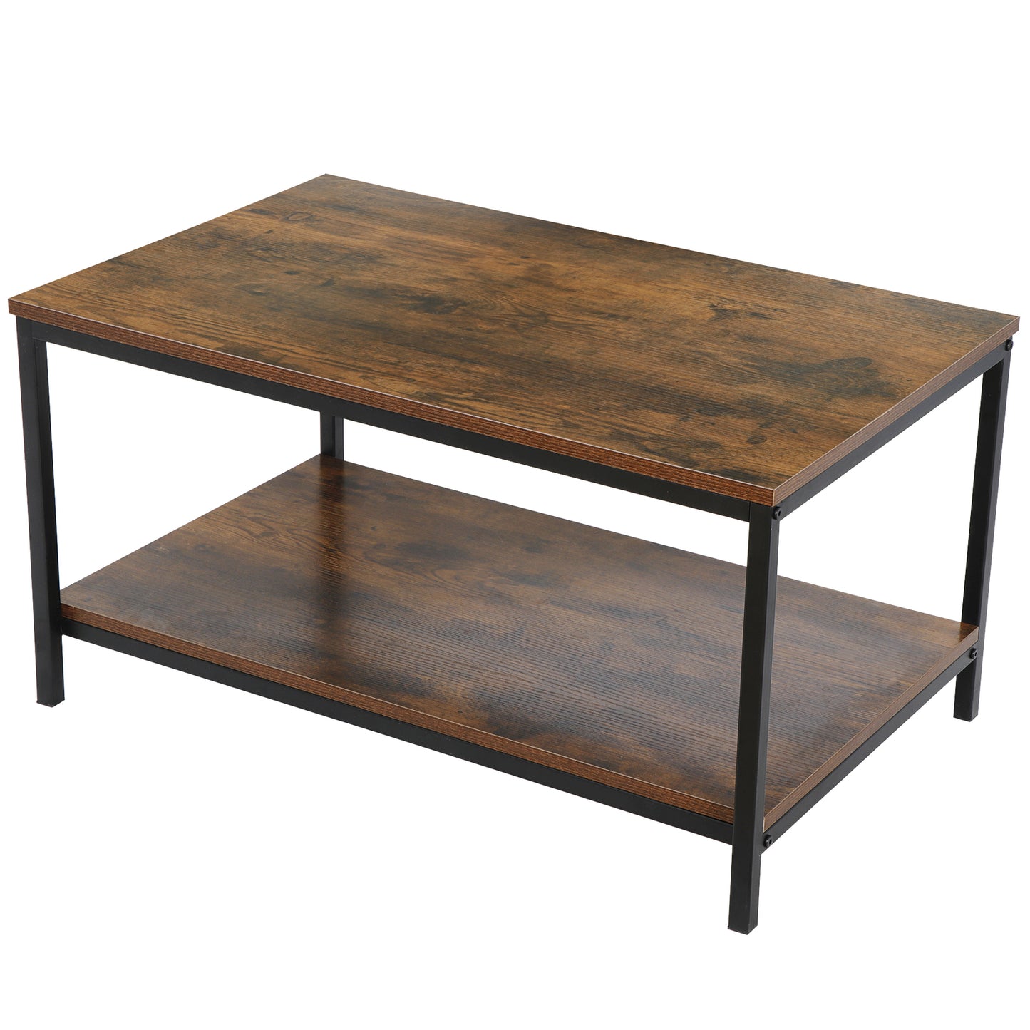 Rustic Wood Coffee Table Rectangular Coffee Table with Storage Shelf Durable 31"