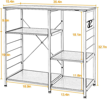 Kitchen Bakers Rack with Storage Kitchen Cart Baker'S Rack Utility Microwave Oven Stand Storage Utility Shelf Coffee Stand for Home and Kitchen Black