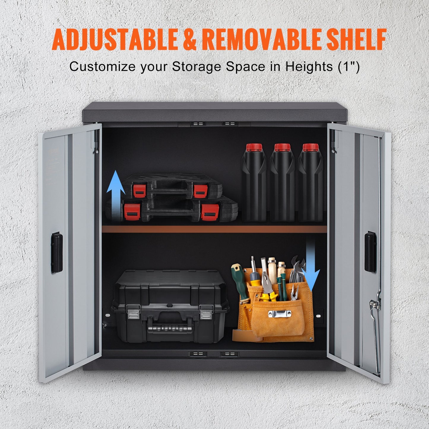 Uimoso Foldable Wall-Mounted Garage Cabinet 26" Compact Design, 240 Lbs Capacity