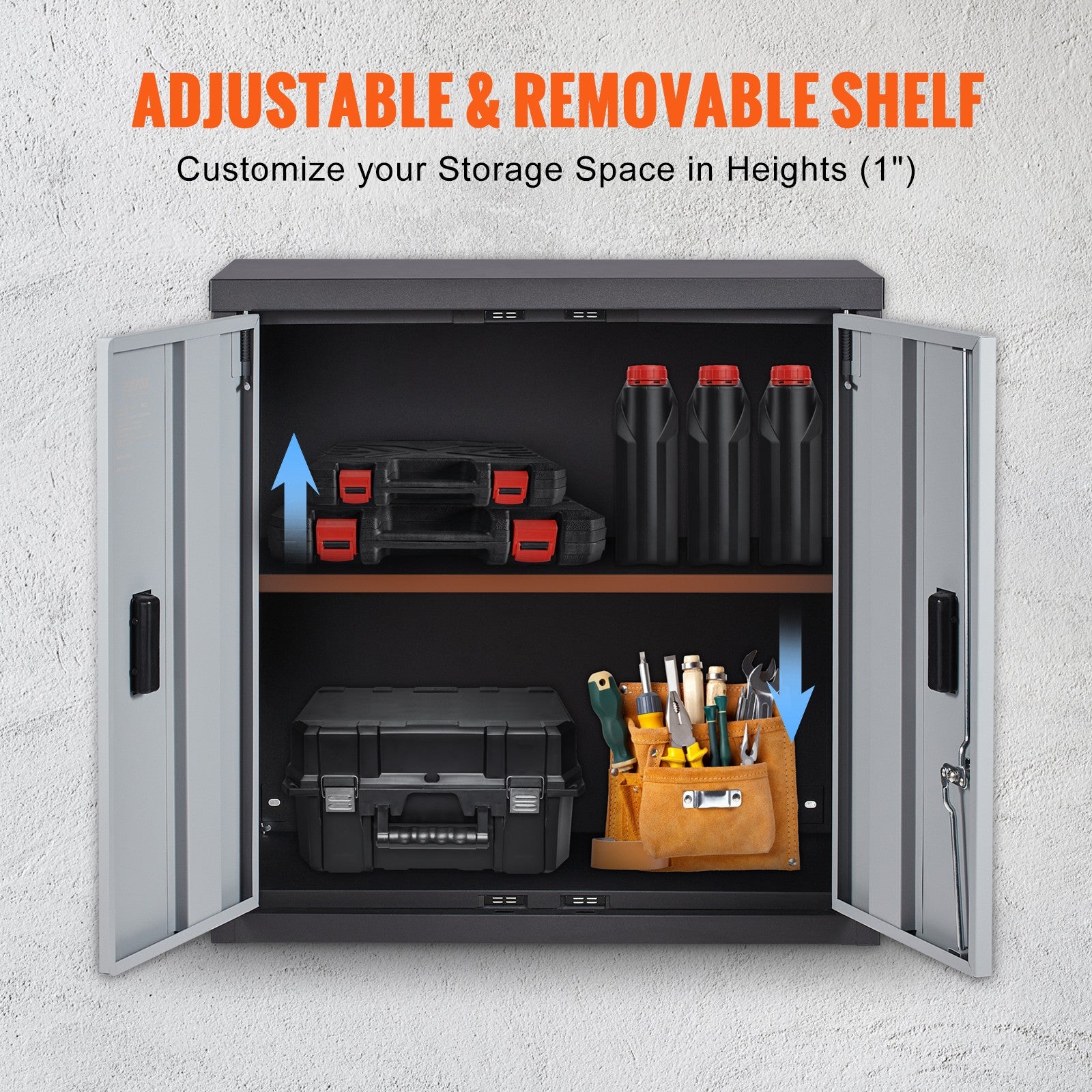 Uimoso Foldable Wall-Mounted Garage Cabinet 26" Compact Design, 240 Lbs Capacity