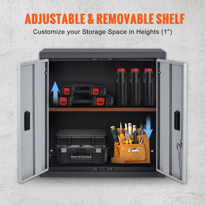 Uimoso Foldable Wall-Mounted Garage Cabinet 26" Compact Design, 240 Lbs Capacity