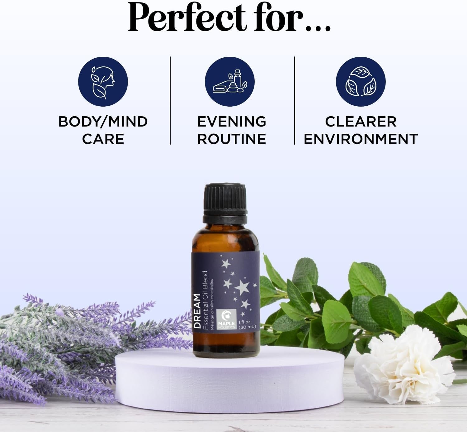 Sleep Essential Oil Blend for Diffuser - Dream Essential Oils for Diffusers Aromatherapy and Relaxation with Clary Sage Ylang-Ylang Roman Chamomile and Lavender for Sleep Time Support (1 Fl Oz)