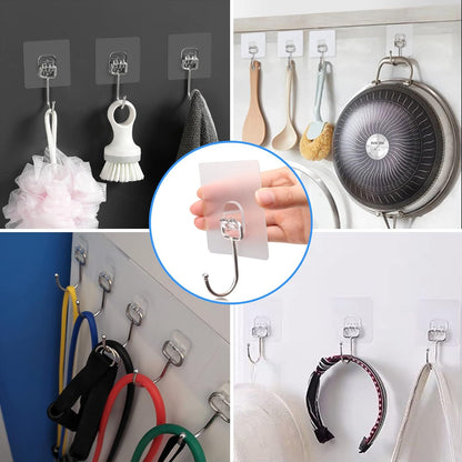 10-Pack All-Purpose Large Adhesive Hooks for Hanging, Banana Hook, Heavy Duty Adhesive Hooks 37 Lb(Max), Sticky Wall Hook Fit Home, Bathroom, Kitchen, Office and Outdoor