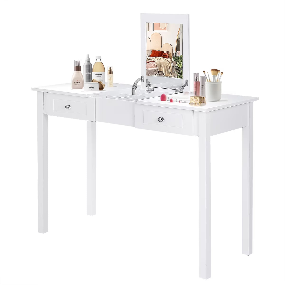 Vanity Table Dressing Table Flip Top Desk Furniture White