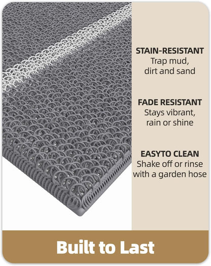 Front Door Mats Outdoor Doormat for outside Entry Home Entrance Back Porch Patio Waterproof | Heavy Duty Non-Slip Outdoors Floor Welcome Matts Exterior - 17"X29" Grey
