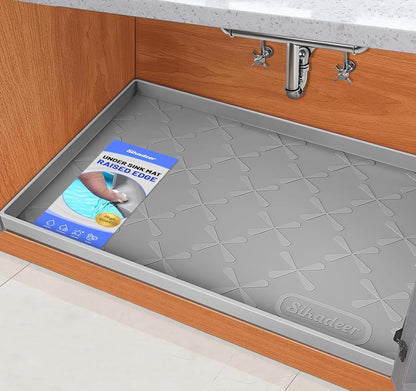 under Sink Mat Waterproof 34" X 22", Silicone Mat Kitchen Drawer Shelf and Cabinet Liner, Sink Protector for Kitchen Organizers and Storage, Boot Tray Pet Food Mats