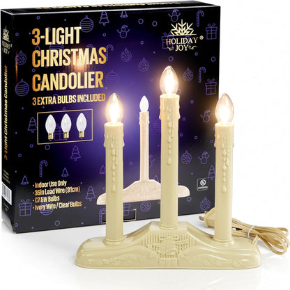 - 3 Light Candle Candoliers Extra Bulbs - Great Electric Window Candle Lamp and Christmas Decorations (3 Lights)