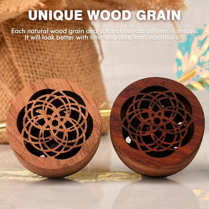 Car Essential Oil Diffuser, 2 Pcs Portable Mini Vent Clip Wooden Flower Car Diffuser for Women