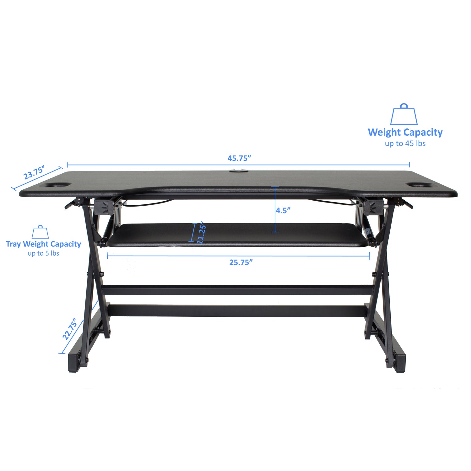46" Large Adjustable Standing Desk Converter/Anti Fatigue Mat Bundle - Black