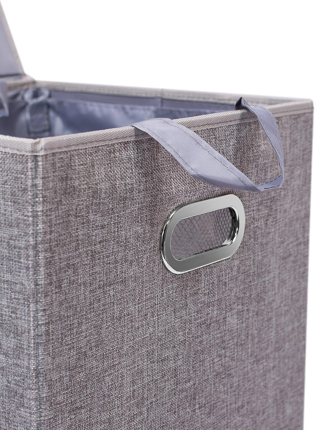 Laundry Hamper with Lid | Removable Bags for Sorting Clothes | Sectioned Laundry Basket for Bedroom & Bathroom | Collapsible Storage Bin with Cover | Single, Grey