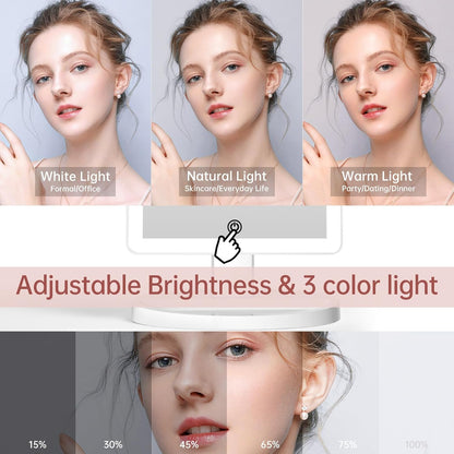 Large Lighted Vanity Makeup Mirror with 88 LED, 360 Rotation Touch Screen, 10X Magnification Portable Tabletop Cosmetic Make up Mirror