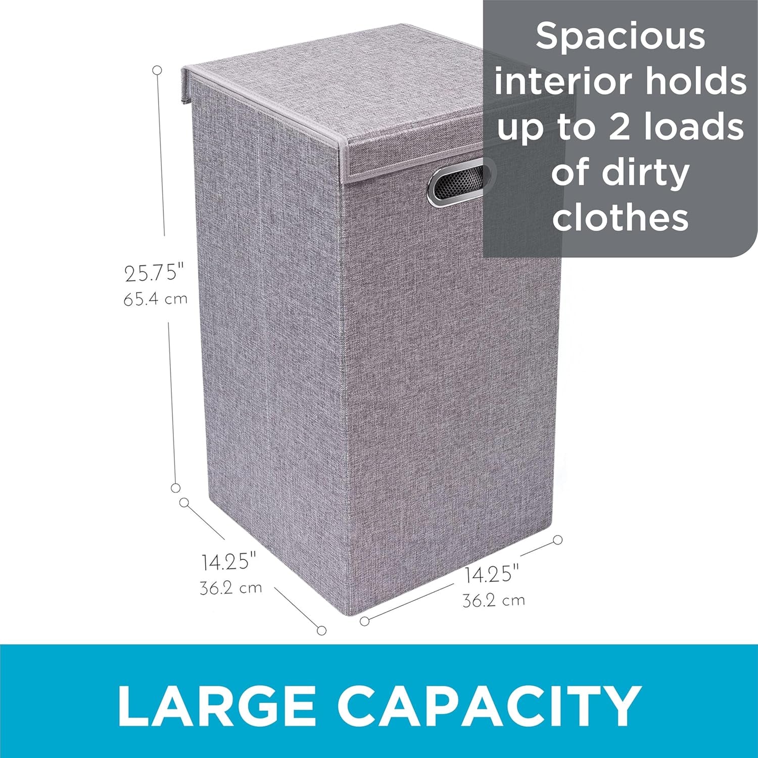 Laundry Hamper with Lid | Removable Bags for Sorting Clothes | Sectioned Laundry Basket for Bedroom & Bathroom | Collapsible Storage Bin with Cover | Single, Grey