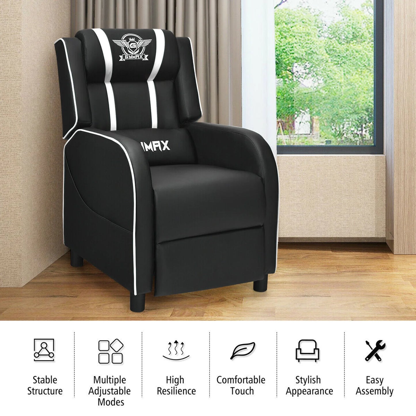 Massage Gaming Recliner Chair Racing Single Lounge Sofa Home Theater Seat White