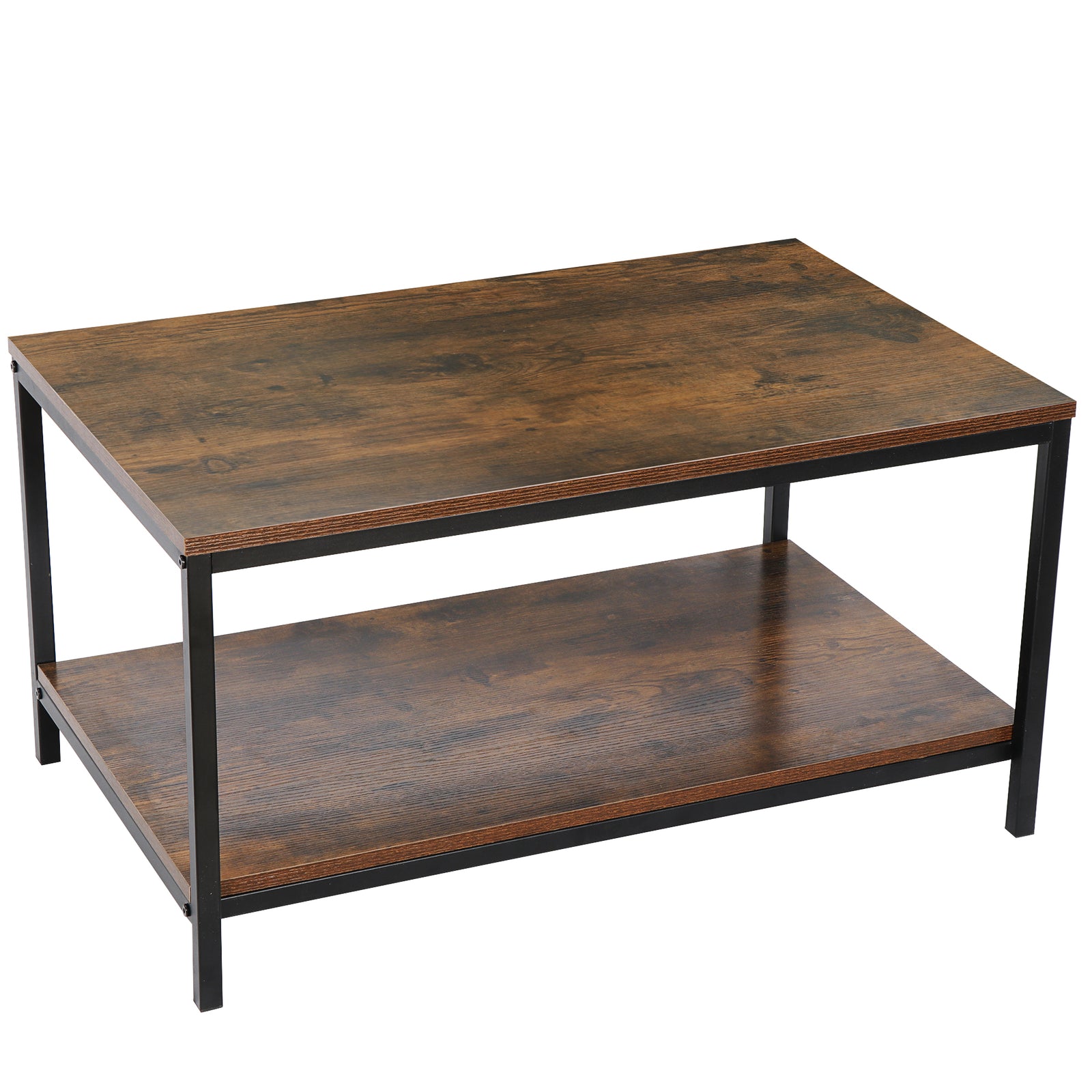Rustic Wood Coffee Table Rectangular Coffee Table with Storage Shelf Durable 31"