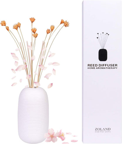 Reed Diffuser, Reed Diffuser Set, Oil Diffuser & Reed Diffuser Sticks, Jasmine Scent Reed Oil Diffuser Set, Preserved Real Flower Stress Relief Sandalwood Diffuser with Incense Sticks